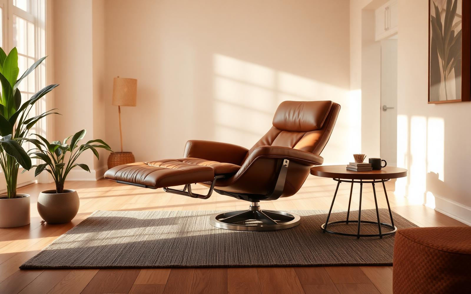 Elegante relaxzetel in een warme woonkamer